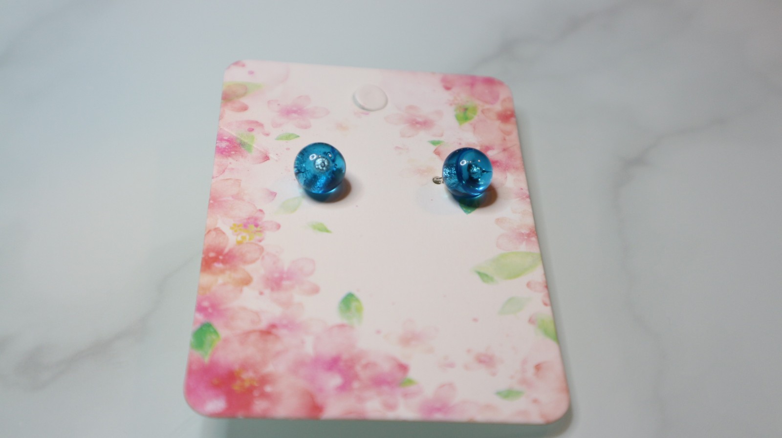 Murano glass earrings. Blue spheres. Silver push back lock.