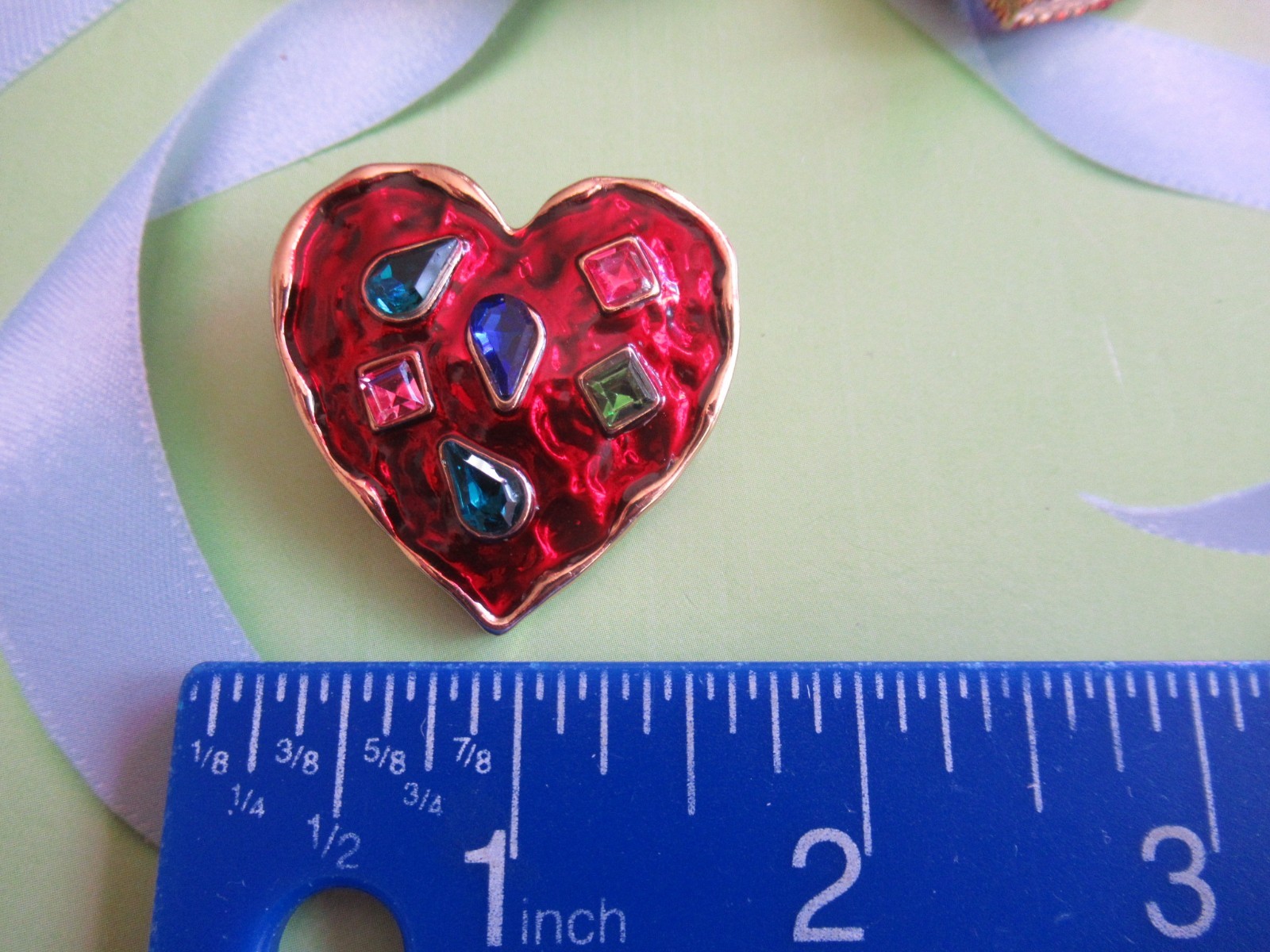 BEAUTIFUL CRYSTAL & ENAMEL RED PINK VALENTINE HEART BROOCH LOT 4 NEW