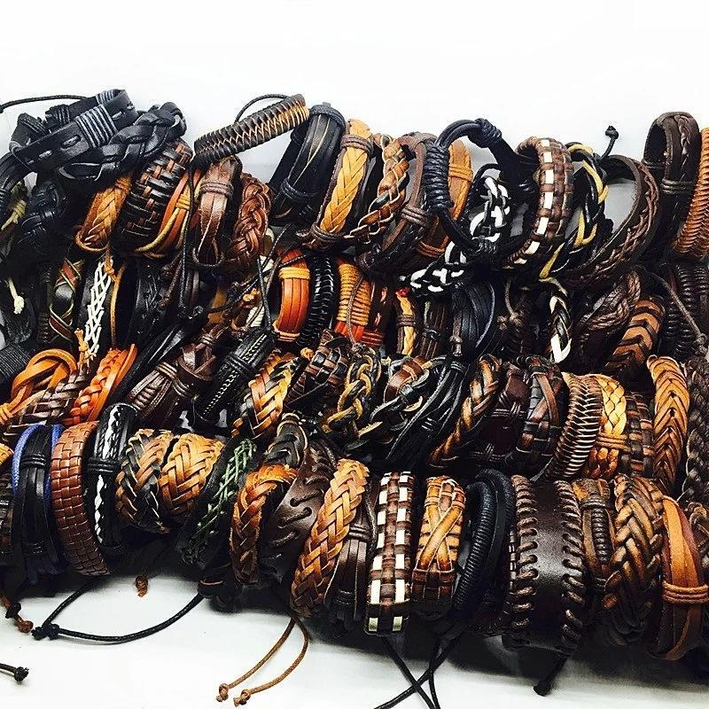 Bulk 20Pcs/Lot Leather Cuff Bracelets for Men’S Women’S Jewelry Party