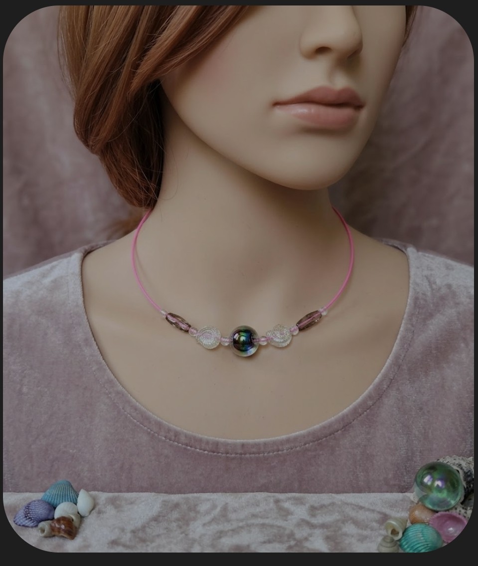 BigTimeRockShow Sea Treasure Iridescent Orb & Pink Faceted Crystals