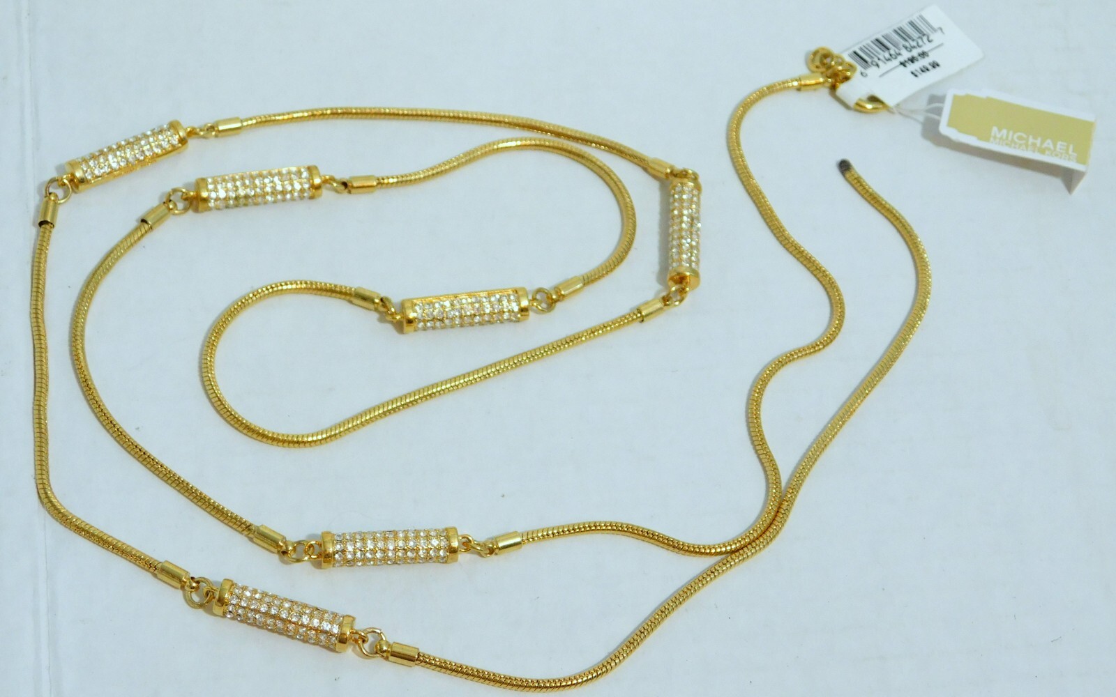 Michael Kors Gold Tone Sparkling Pave Crystal Cylinder Necklace for REPAIR
