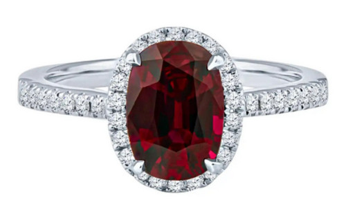 2.05 Carat Cushion Cut Ruby and 0.35 Carat Cubic Zirconia Ring In 935 Silver