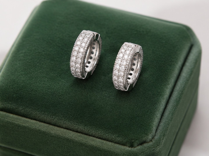 3Ct Round Cut Simulated Diamond Hoop Drop Earrings 14K Yellow Gold Plated