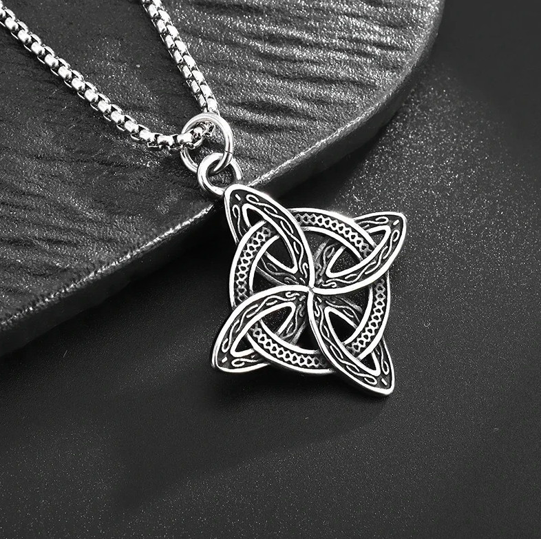 1pc Irish Celtic Knot Amulet Necklace Silver Witch Pendant Lucky Jewelry Gift