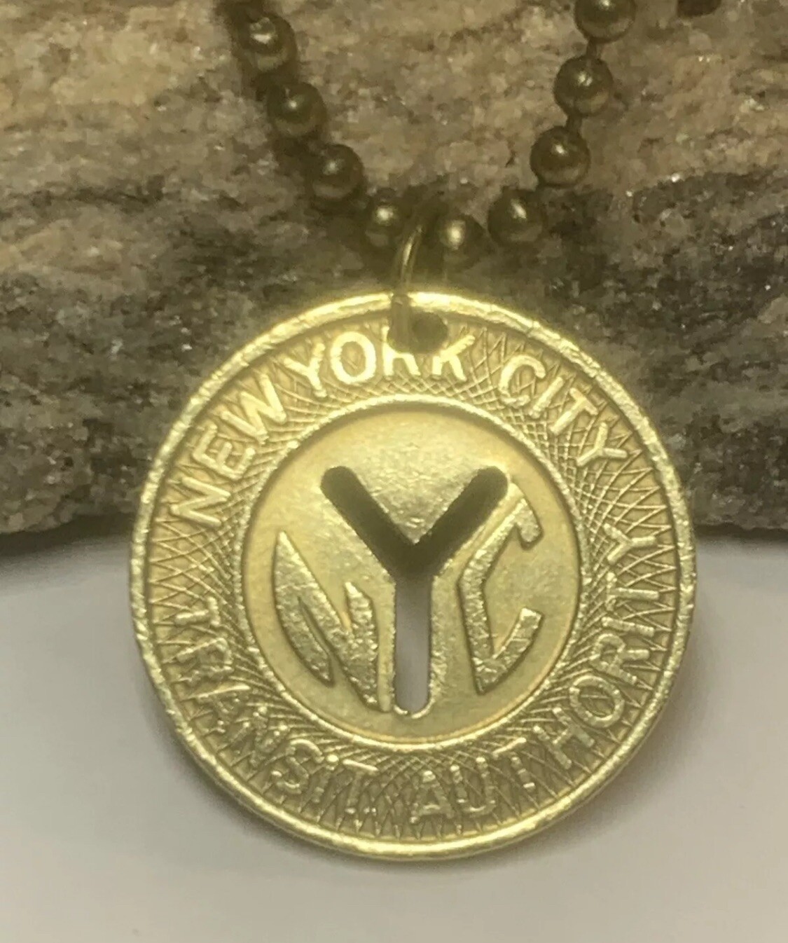 1970s NYC Subway Token Pendant Necklace – Vintage New York City. Great Gift 🎁