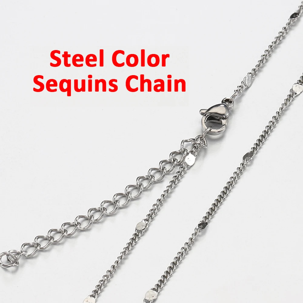 10Pcs Stainless Steel Bead Chain Necklace DIY Jewelry Making Lobster Clasp 45cm