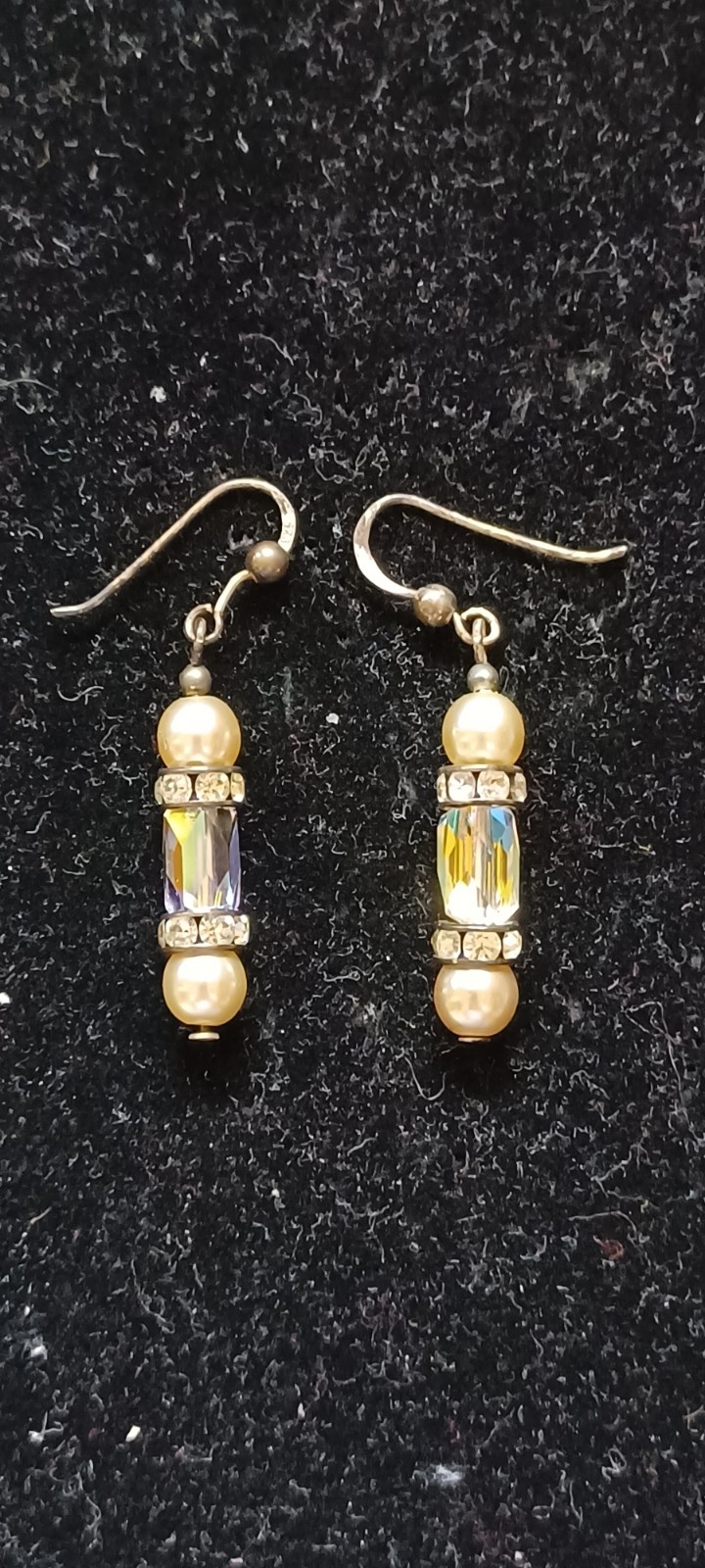 NEW! JTV Bella Luce Aurora Borealis AB Cubic Pearl 925 Sterling Silver Earrings