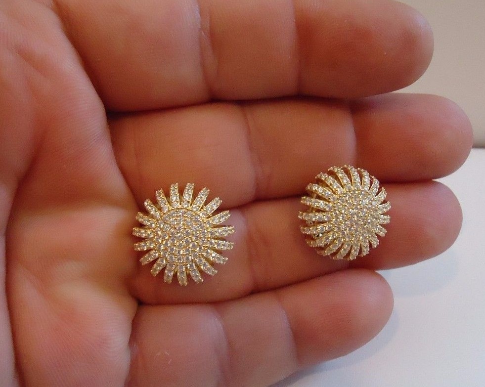 YELLOW PUFF SUN NECKLACE & EARRING SET12 CT LAB CREATED DIAMOND STERLING SILVER