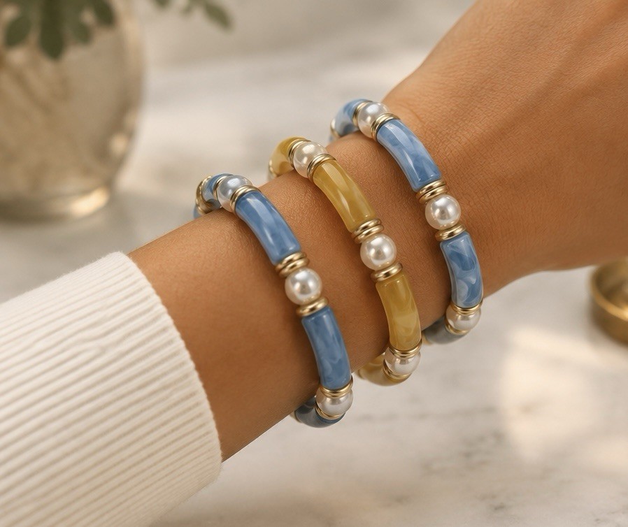 Plunder Design Beaded Bracelet Set Trendy Fashion Jewelry, 3-Piece