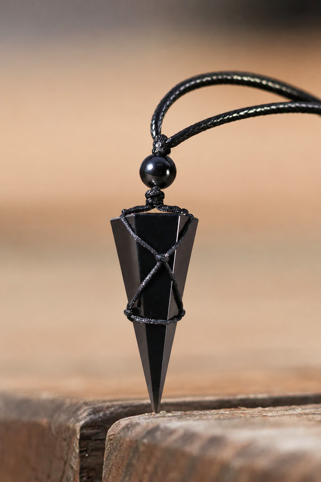 Natural Black Obsidian Pendant Necklace Men Healing Crystal Point Arrowhead Gift