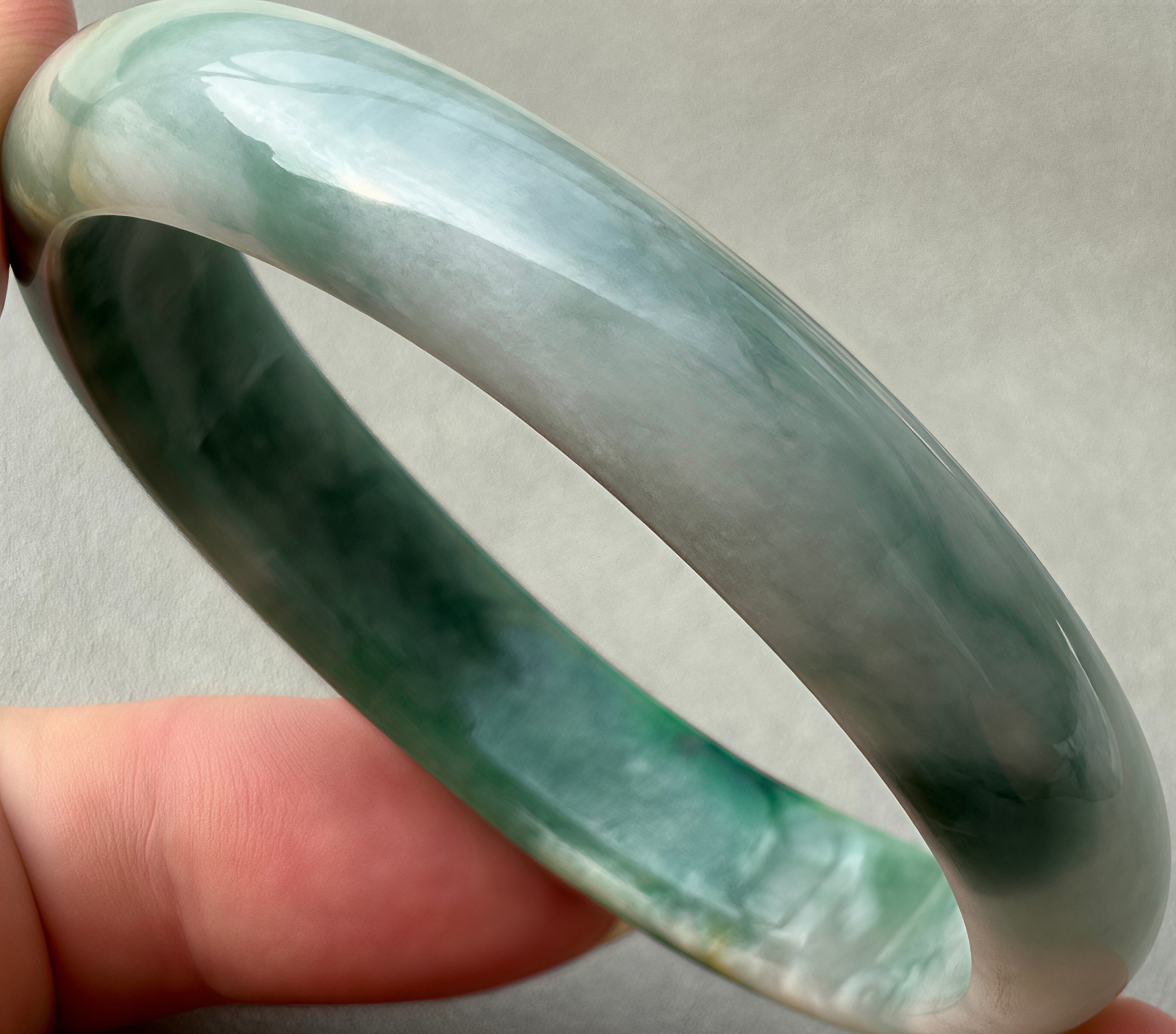59mm Natural Green Jadeite Jade Bracelets Burma Emerald Jade Bracelet Bangle