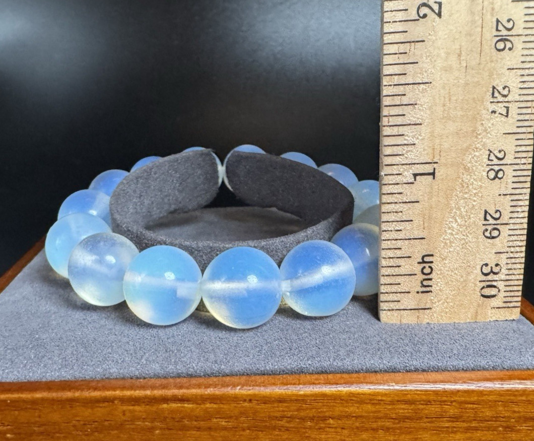 14mm Multicolor Opalite Beaded Stretch Bracelet Luminous Crystal 7″ Statement
