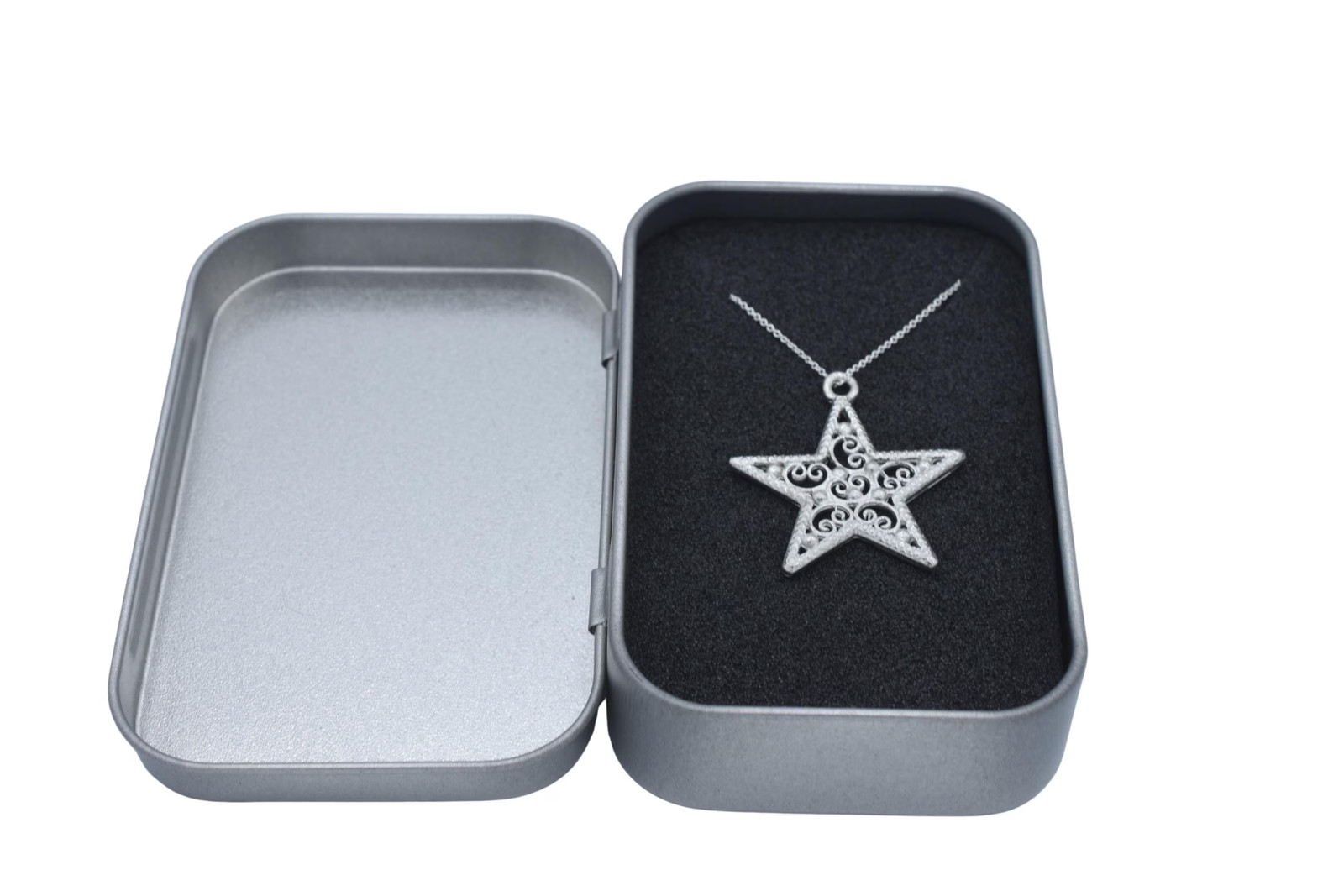10th Anniversary Tin Pendant Detailed Swirly Star Necklace Gift UK