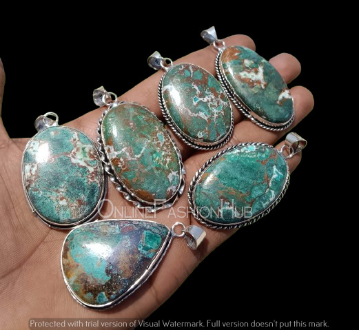 Green Chrysocolla Gemstone Wholesale Pendant 925 Sterling Silver Plated Jewelry