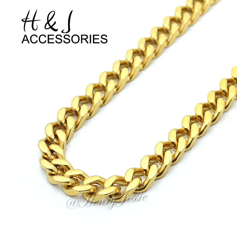 18-36″Stainless Steel 5mm Gold Plated Cuban Curb Chain Plain Cross Pendant*P29
