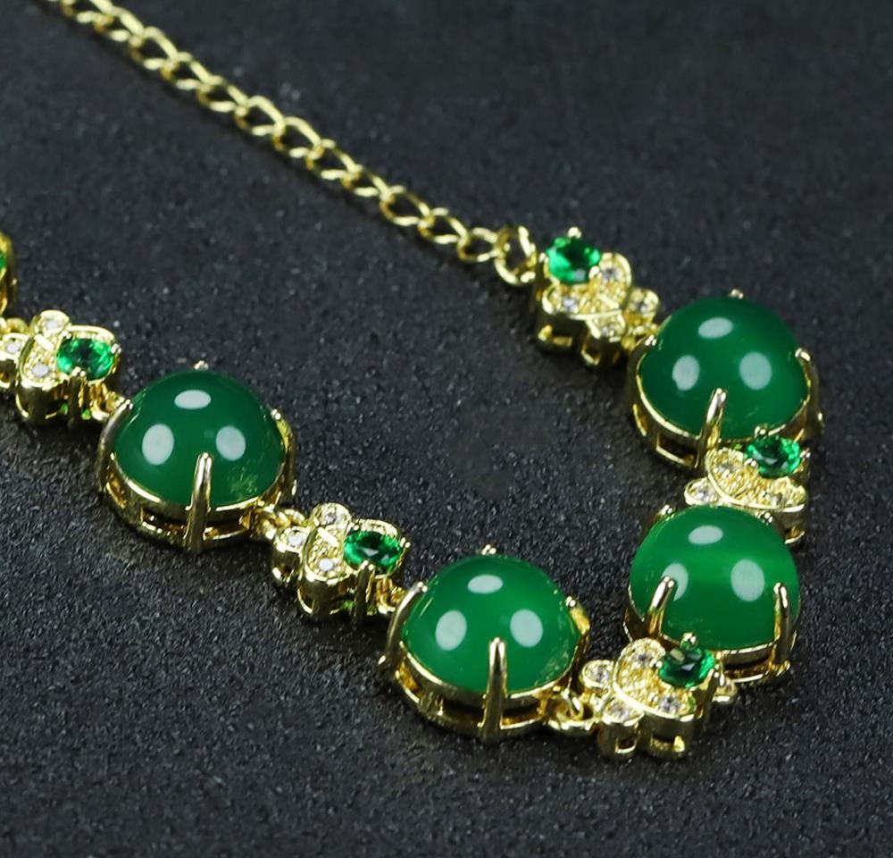 Girl Grandma Mothers Lady Women Green Jade Beads Bracelet Jewelry Gift Box DD299
