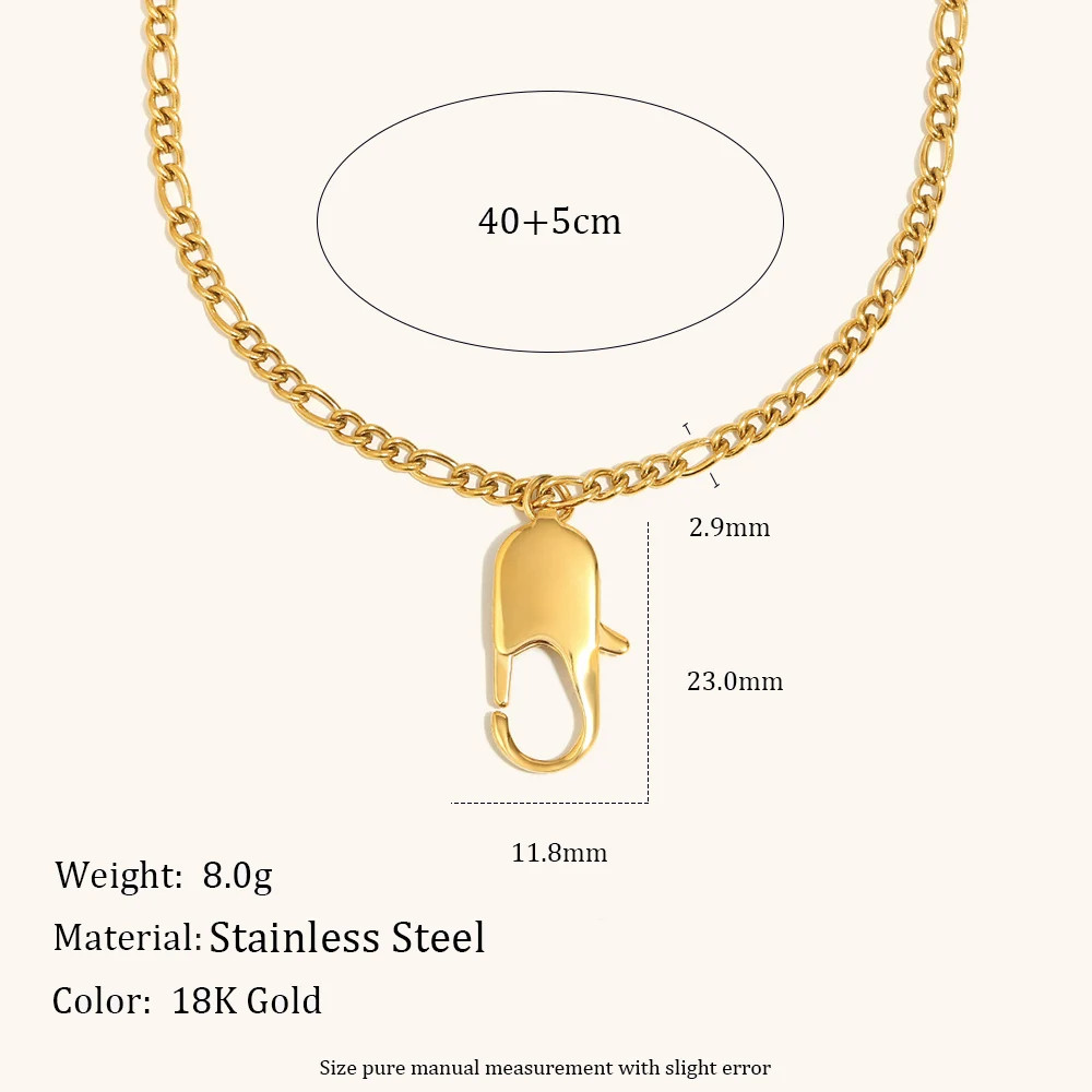 Stainless Steel Necklace O Shape Spring Clasp Large Link Waterproof Jewelry