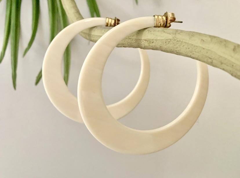 GAS BIJOUX LODGE EARRINGS in Ivory Large Hoops Made In France New