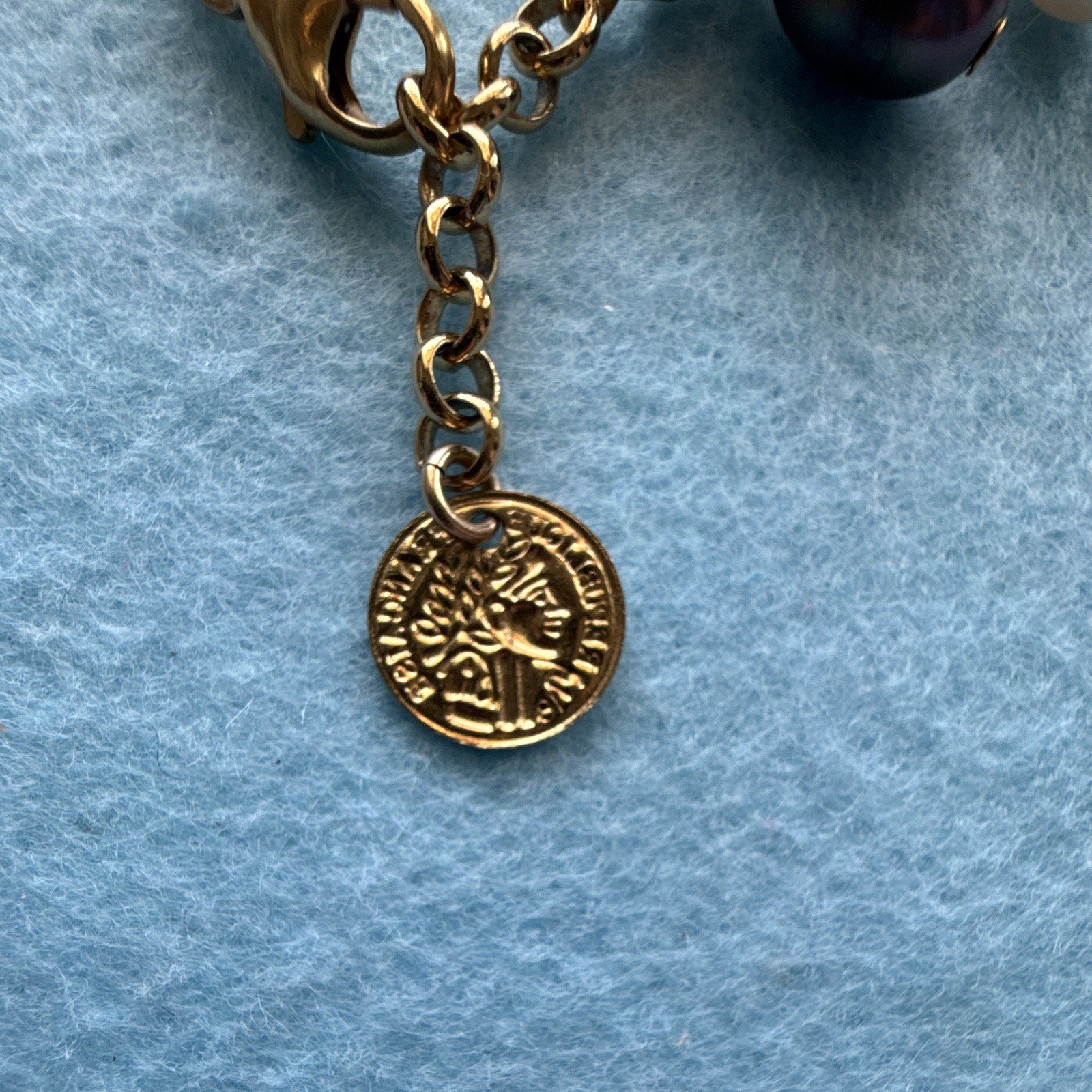 Gold filled Rolo Chain Charm Bracelet Lobster Clasp Baroque Pearl Dangles