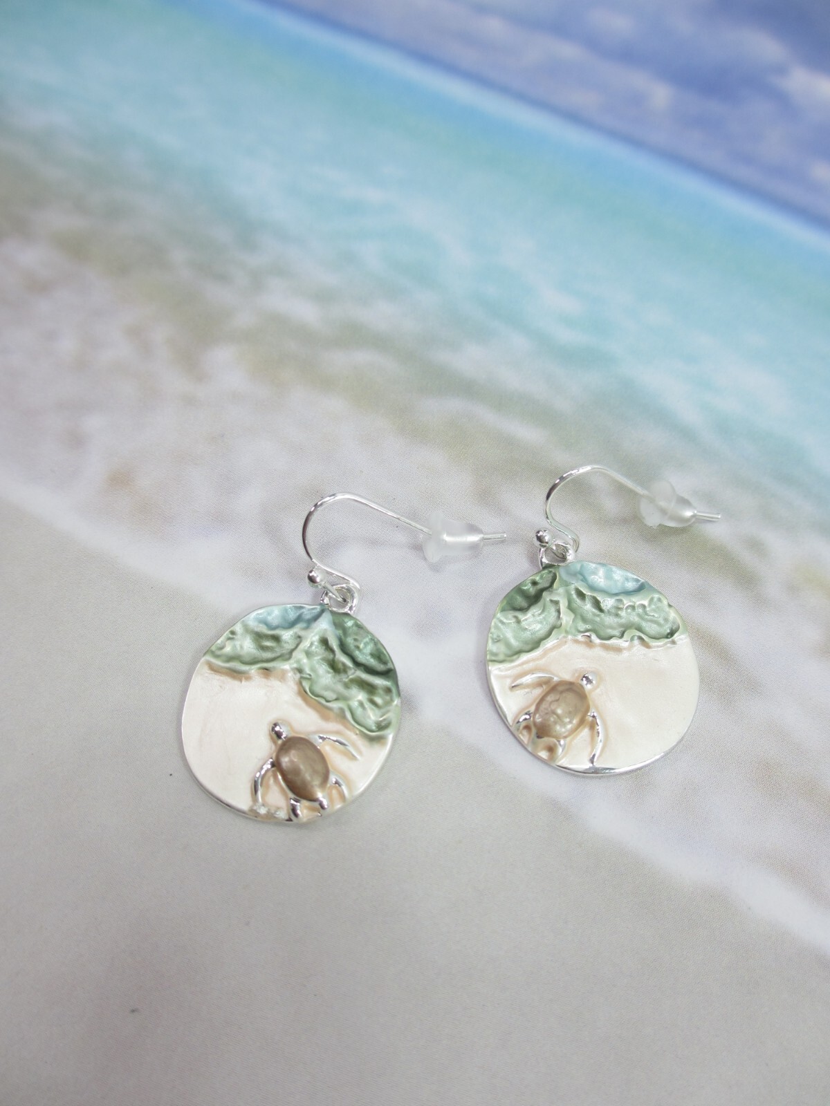 Beach Sea Turtle Earrings Summer Jewelry Ocean Coastal Beachcomber Charms Pierce