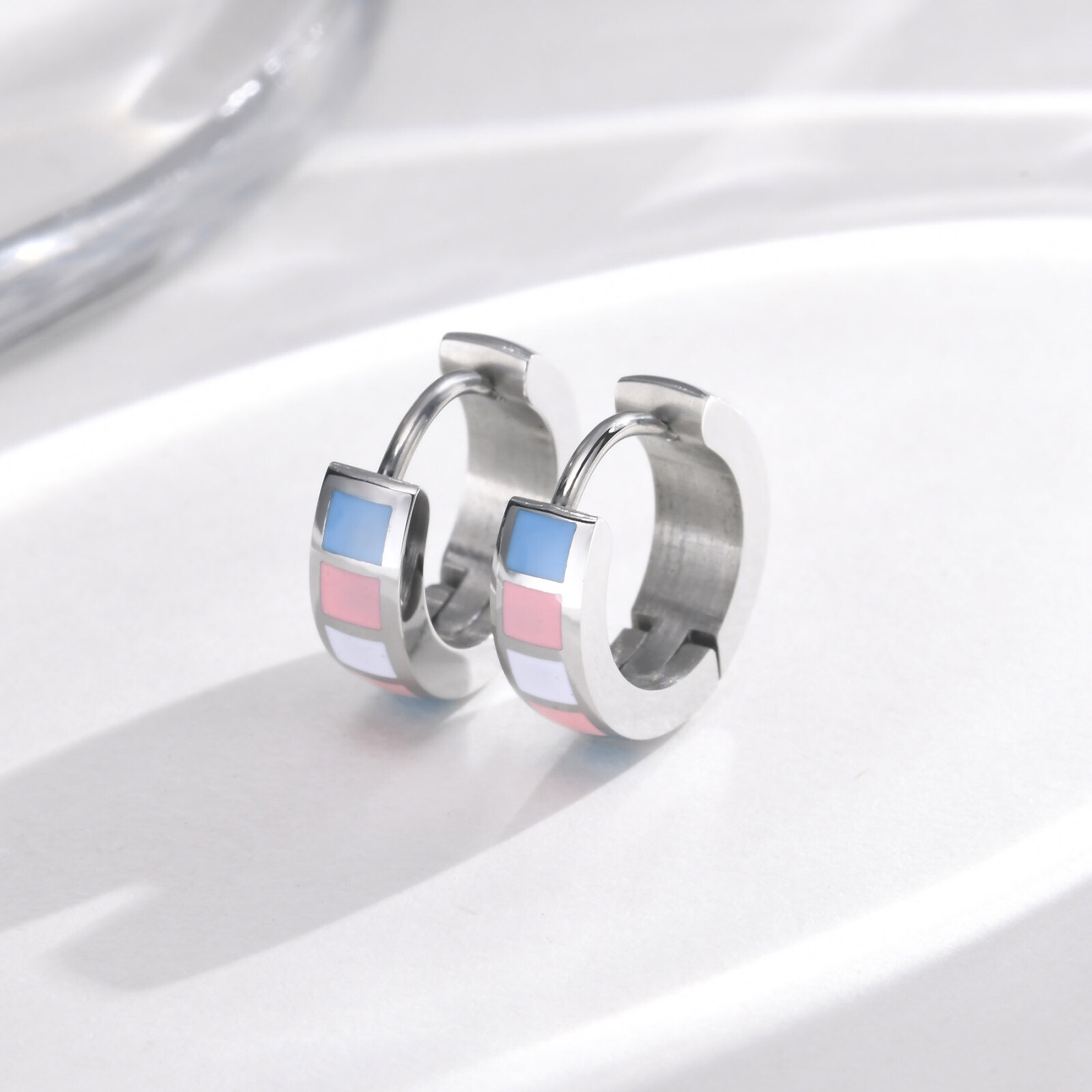 Vnox Small Hoop Earrings for Men Women LGBTQ Rainbow Pride Huggies Hoops Jewelry