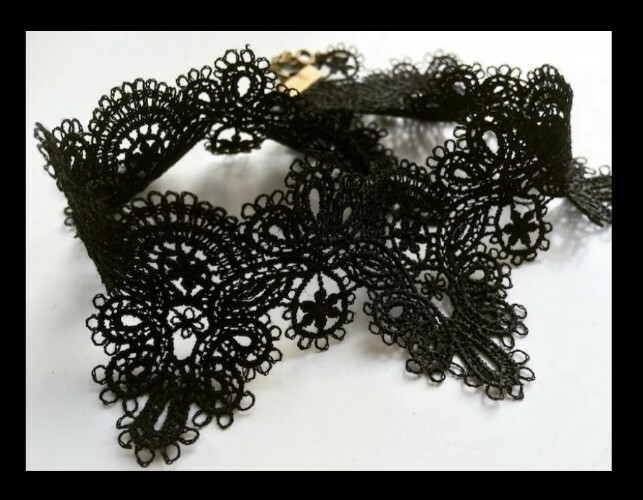 Women Ladies embroidered lace chakor Necklace Chakor Wedding Party black,white