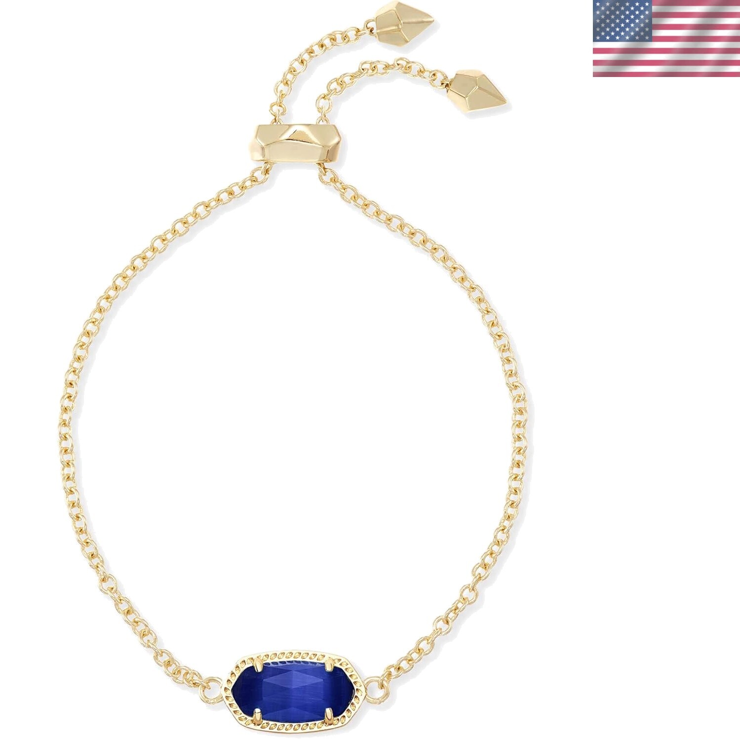 Elegant Gold-Plated Charm Bracelet with Cobalt Cats Eye for Women – Gift-Ready