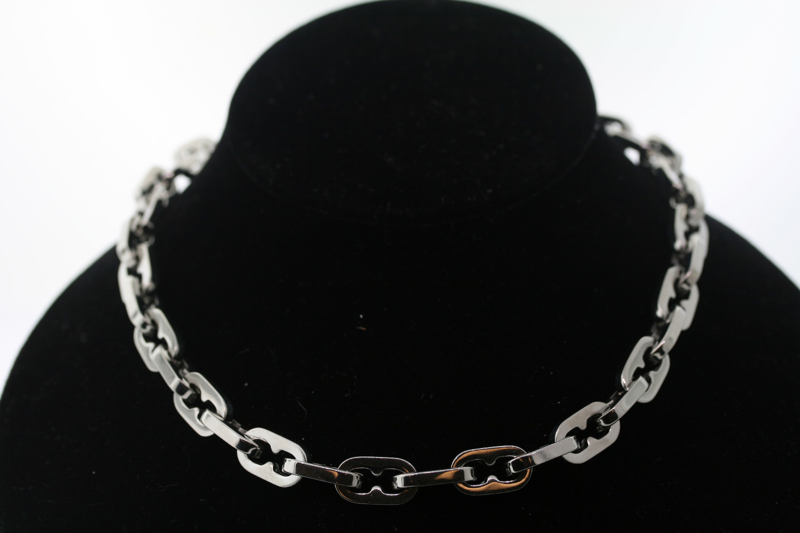 9mm Polished Stainless Steel Hour Glass Cut Out Link Chain Necklace