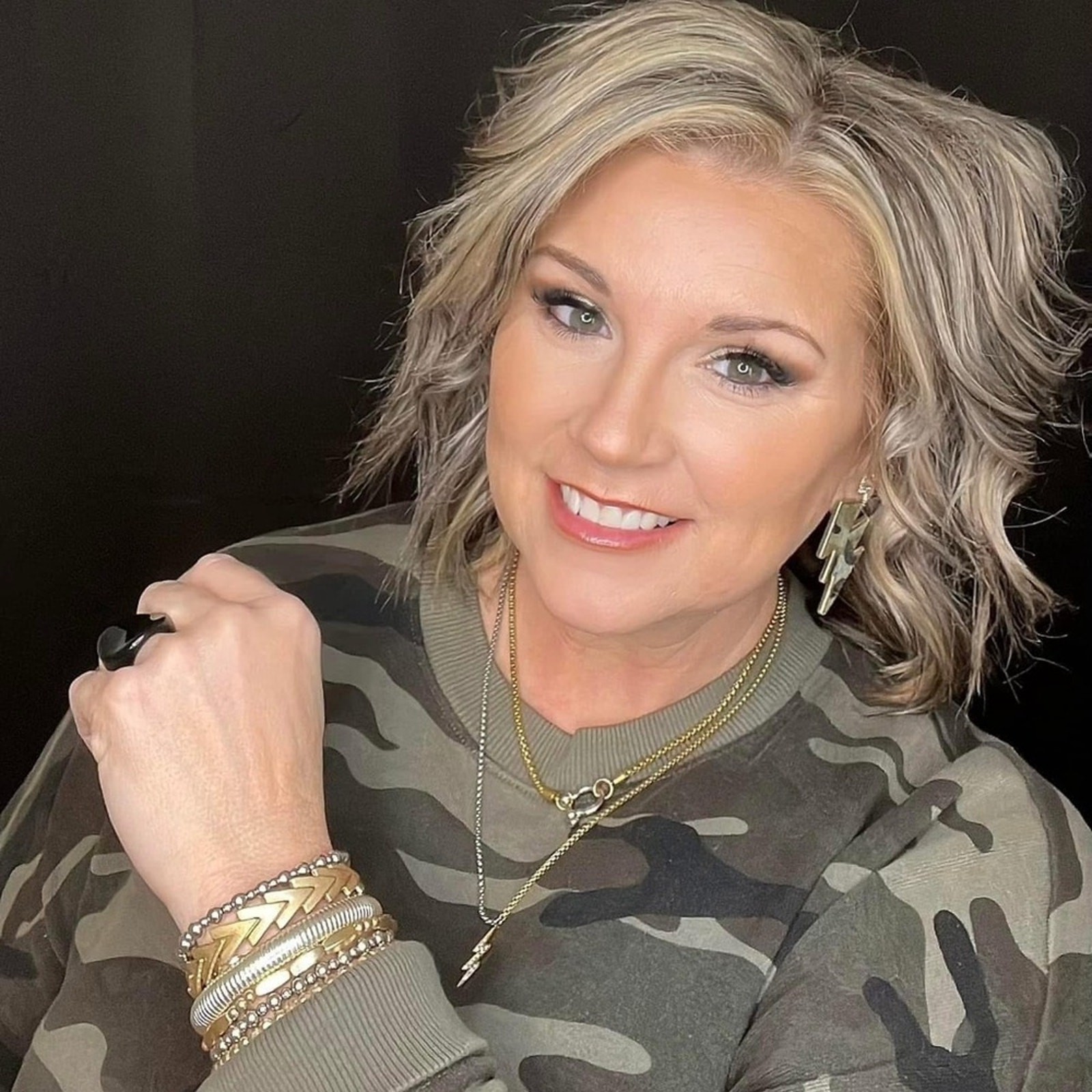 Camouflage Lightning Bolt Earrings