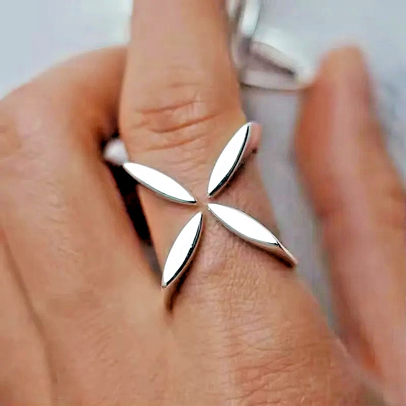 VENTFILLE 925 Sterling Silve Flower Ring for Women Gift Hollow Out Design Retro.