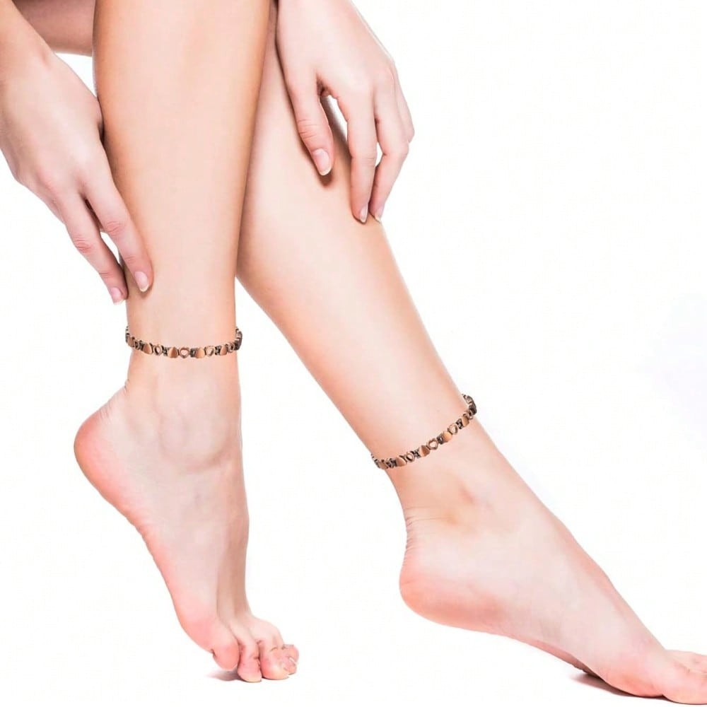Vintage Heart Design Magnetic Anklet Bracelet for Women Daily Wear,Jewelry Gift