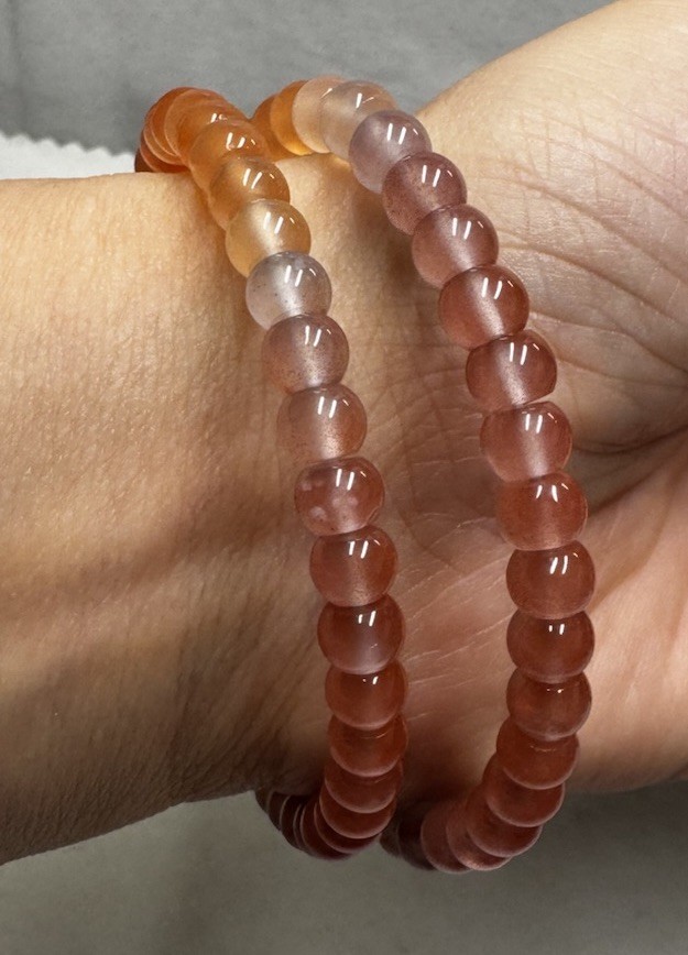 AAA 5.5mm straight cut ice beads nanhong agate Bracelet new in box 7” freeship