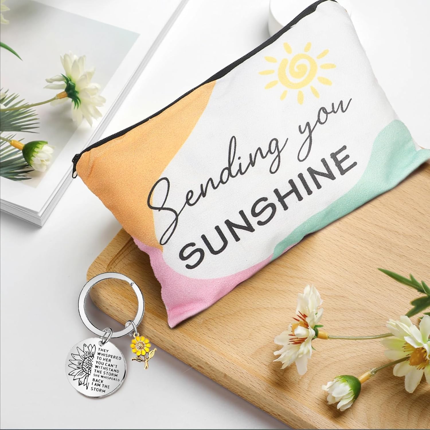 Sunflower Gift Basket for Women, 7pc Sending Sunshine Glass Cup Set