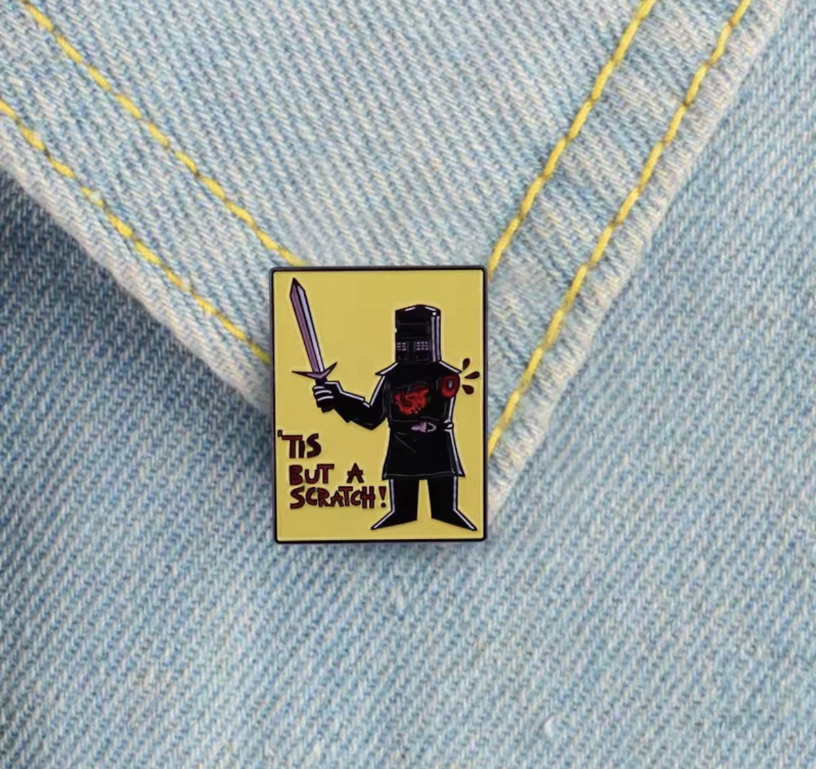 Holy Grail Knight Style 1pc Pin Rubber Backer Tis But Scratch Pin FREE SHIPPING