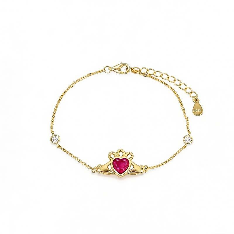 Black Onyx 925 Sterling Silver Gold Plated Claddagh Bracelet Heart Gift Women