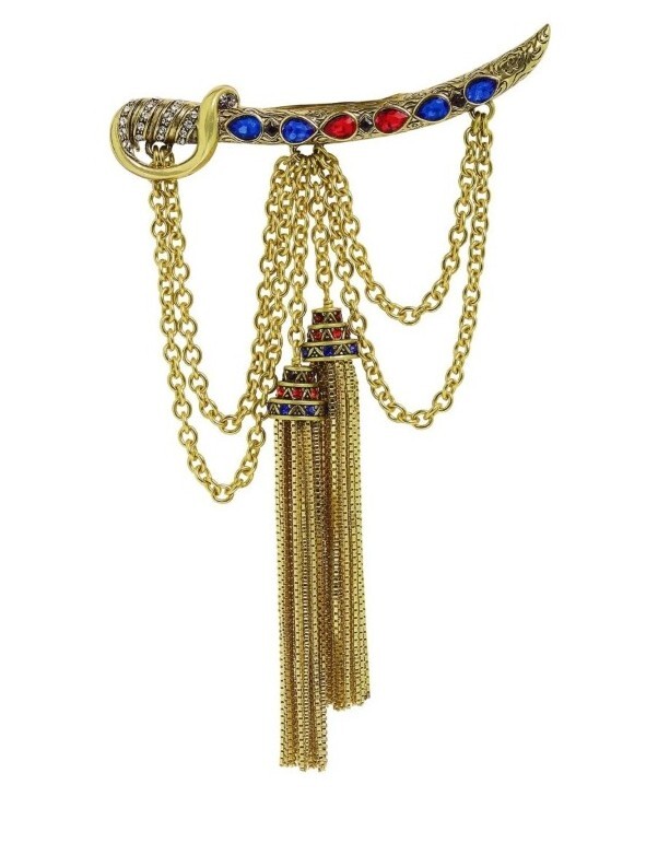 HEIDI DAUS “Saberous Sword” Crystal Tassel Pin Broche -NWT