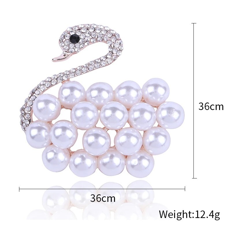 Pearl Swan Brooches for Women Men Rhinestone Animal Pins Friend Gifts Hot Sale