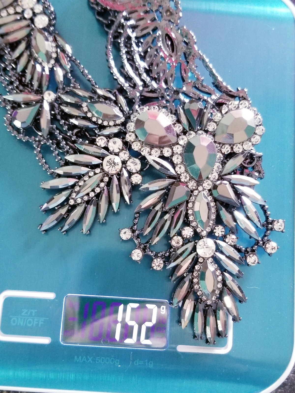 Green Statement Choker Rhinestone Necklace Bridal Prom Pageant Gothic