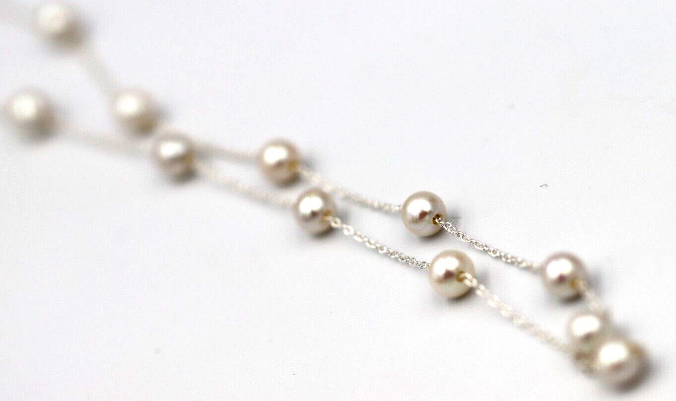Genuine Sterling Silver Freshwater Cultured Pearl Necklace – 42cm + 5cm Extender