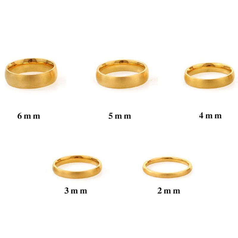4 Colors 2/3/4/5/6mm Man Woman 18k Gold Plated Brushed Plain Silver Band Ring