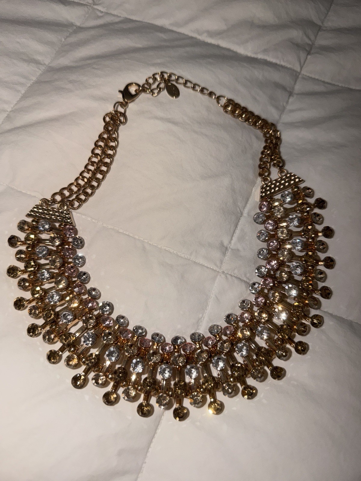 Aldo Arvan Rhinestone Fringe Bib Necklace