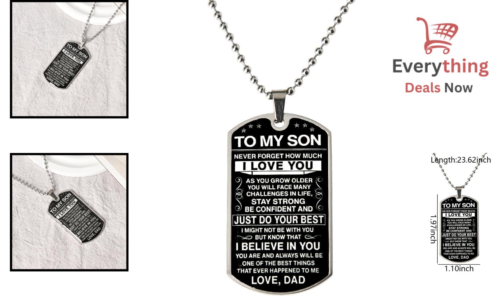 Inspirational Son Necklace from Dad Motivational Dog Tag Gift for Sons Boys Men