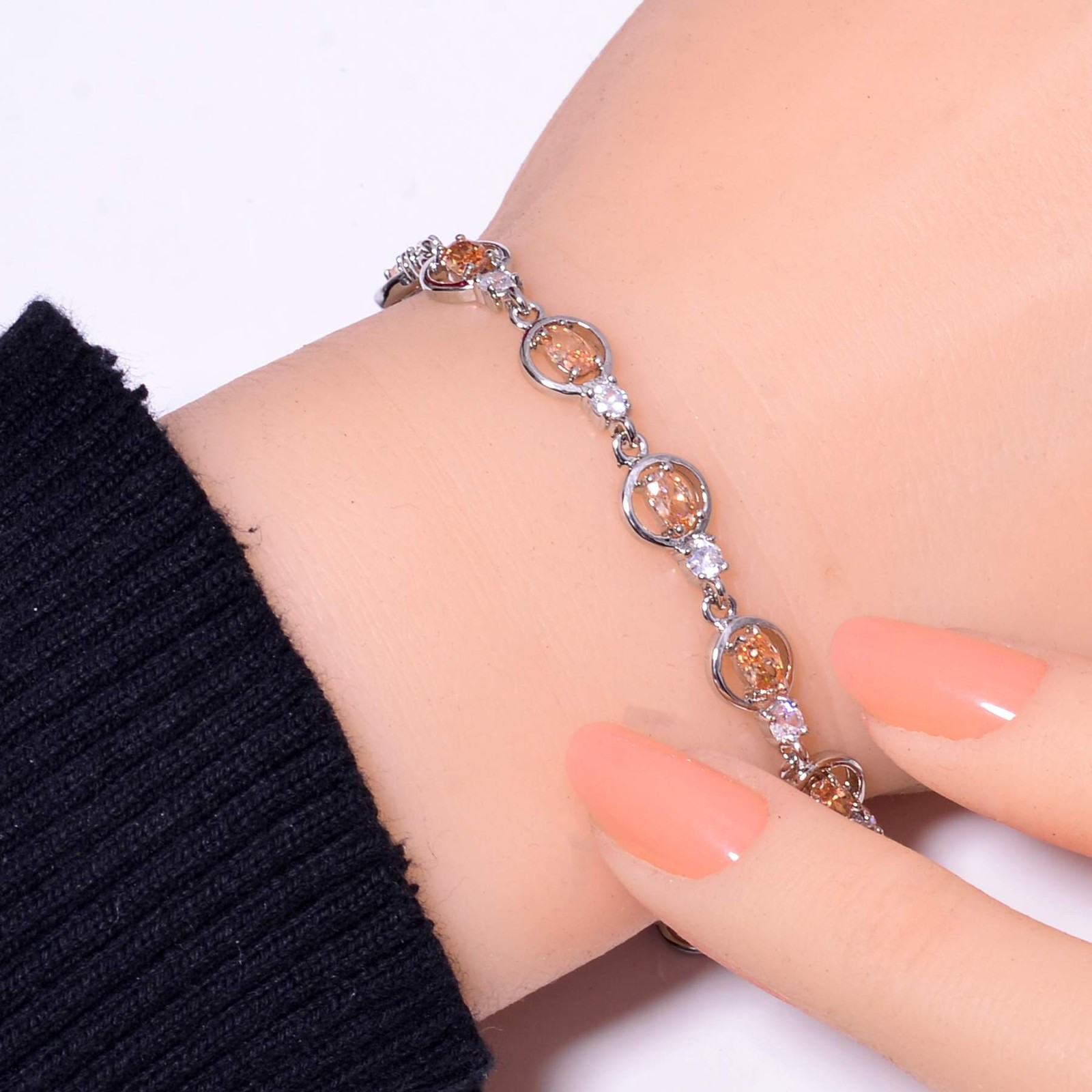 Morganite 925 Sterling Silver Tennis Bracelet 8.99″, Christmas Gift B69524