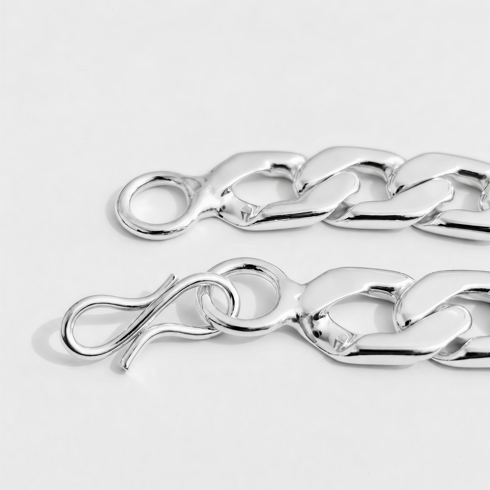 20″Premium Silver Bonded Chunky Curb Chain | High Glossy Curb Chain Necklace