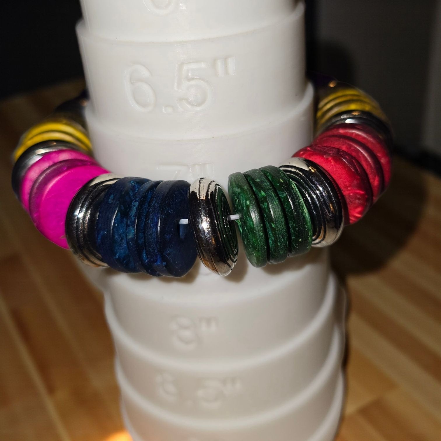 Colorful Beaded Stretch Bracelets 4 With Silver Accents & Mixed Materials (BX)