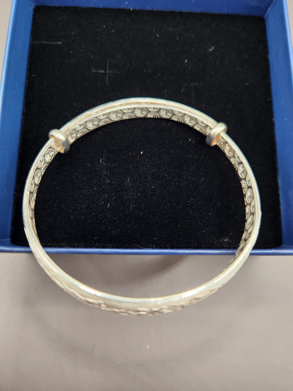 925 Silver Plated Adjustable Bangle Bracelet Women Fashion Jewelry