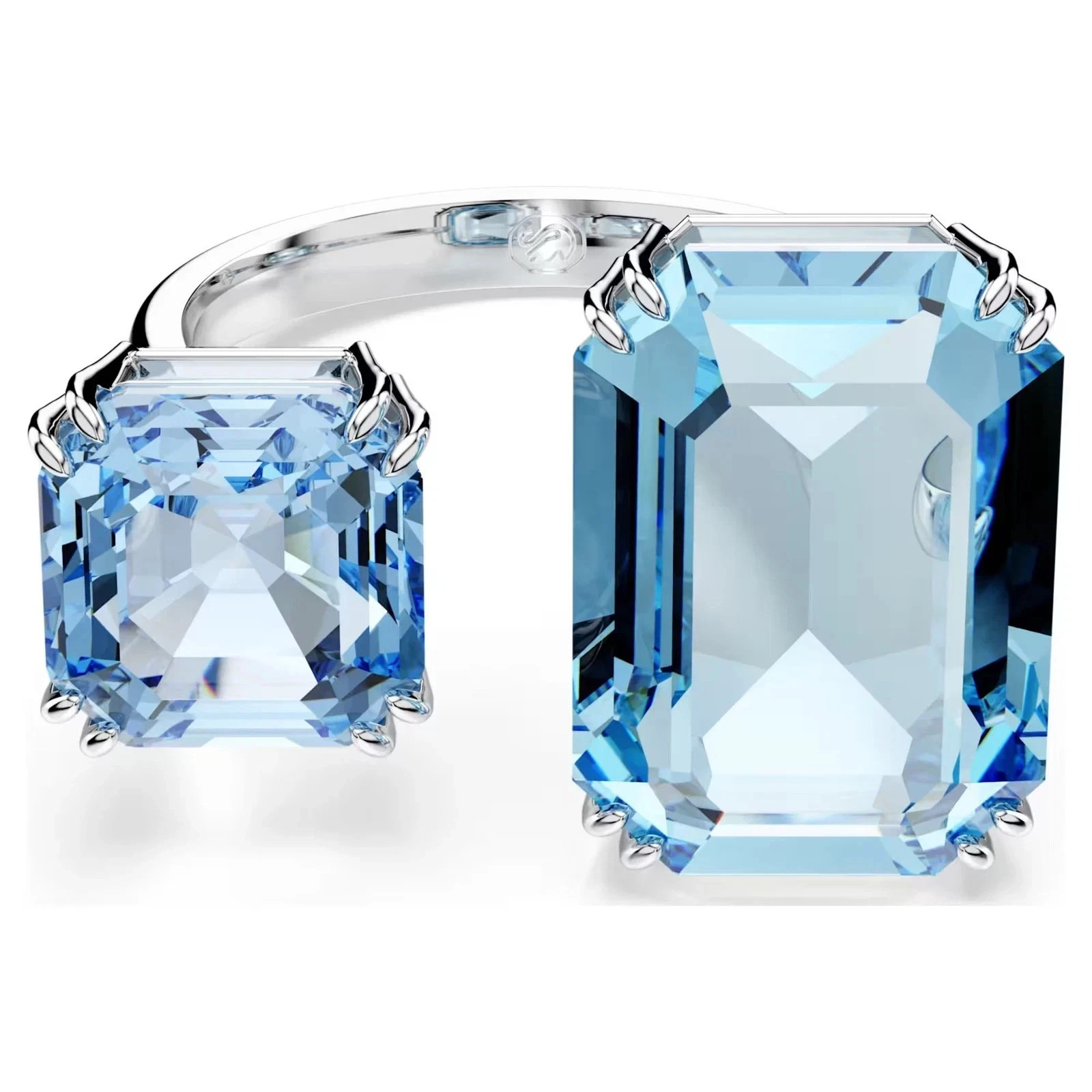 Swarovski Millenia Open Ring Octagon Cut, Blue, Rhodium Size: 6 7 8 NEW