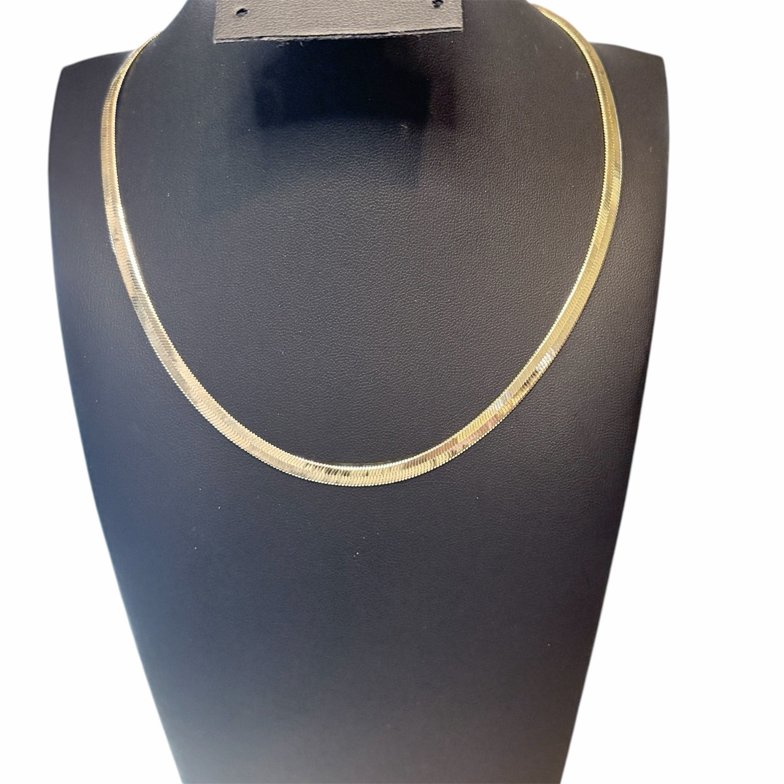 14K Gold Plated Herringbone Chain Necklace 18″ + Extender Flat Snake Brand New