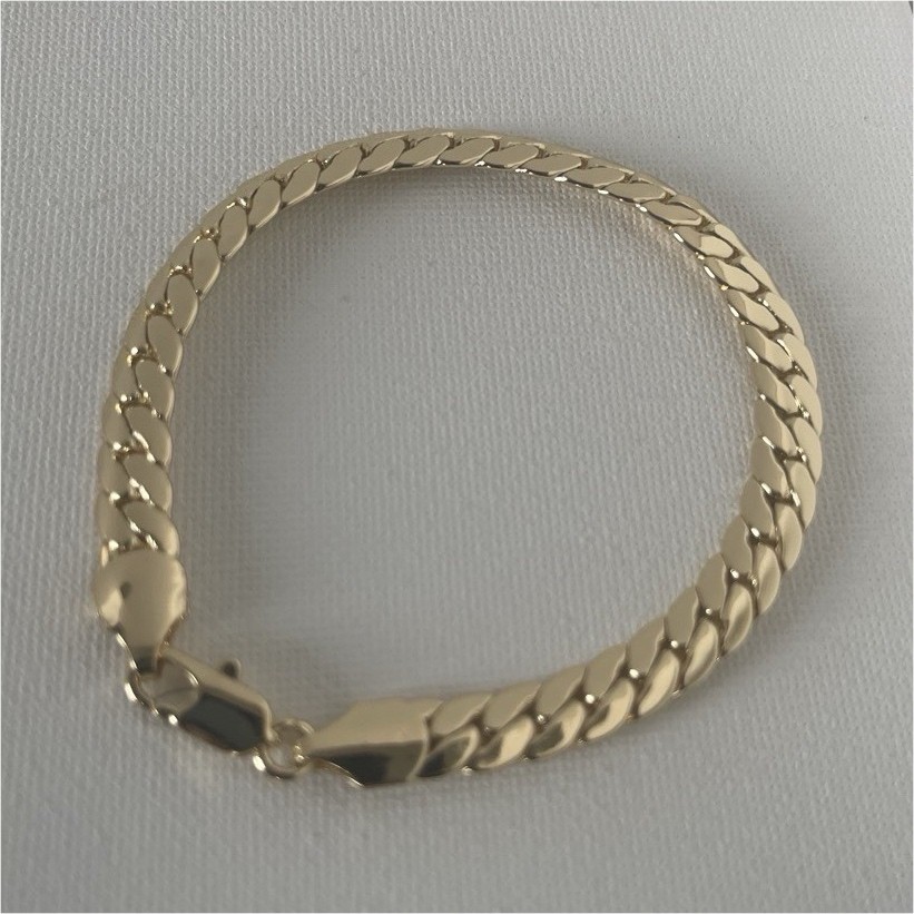 14K Gold Filled Flat Cuban Link Bracelet Hypoallergenic