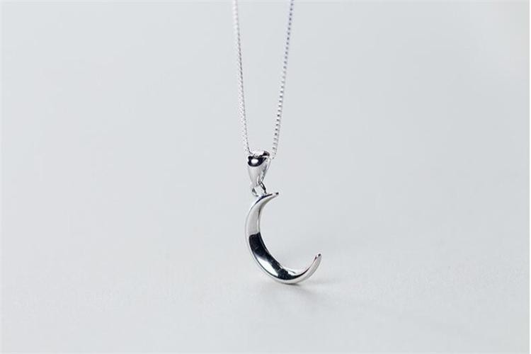 925 Sterling Silver Crescent Moon Pendant Necklace Dainty Clavicle Chain Gift